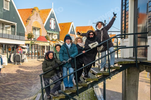 Preview: Group of mature women traveling volendam enjoying vacation