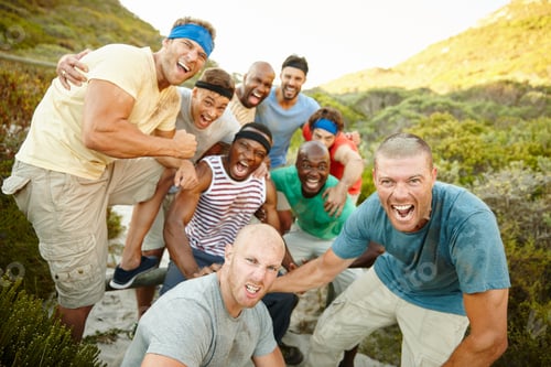Preview: The bootcamp survivors. Portrait of a group of sporty male friends who survived bootcamp.