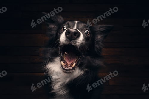 Preview: Closeup shot of a Border Collie with a funny face