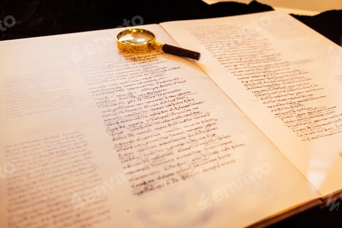 Preview: Replica of a book with ancient Greek writings on paper.