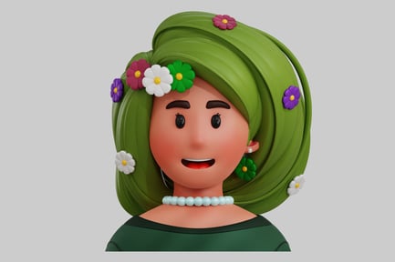 Preview: Cartoon girl with green hair