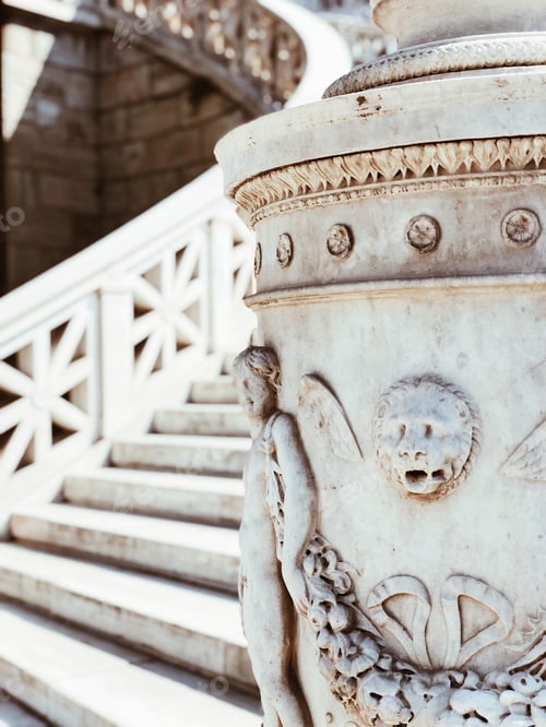 Preview: Ornate Marble Angel Sculpture and Staircase Architecture