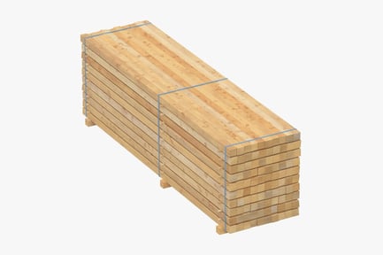 Preview: Stacked Lumber: Timber Cargo Pallet with Straps