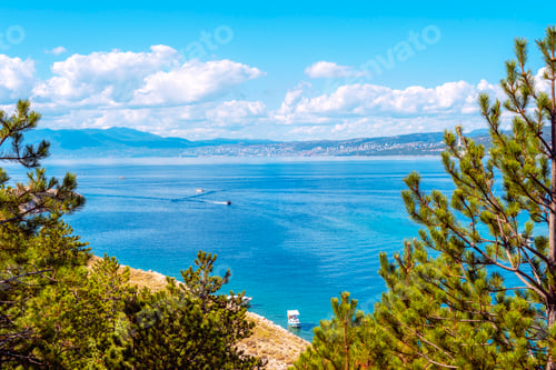 Preview: Scenic view of Adriatic sea from Krk island with Rijeka city on the background, Croatia