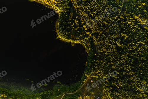 Preview: Top view of the lake Bolta in the forest in the Braslav lakes National Park, the most beautiful
