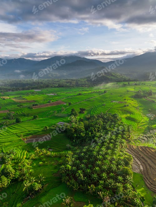Preview: Beautiful morning view indonesia panorama landscape