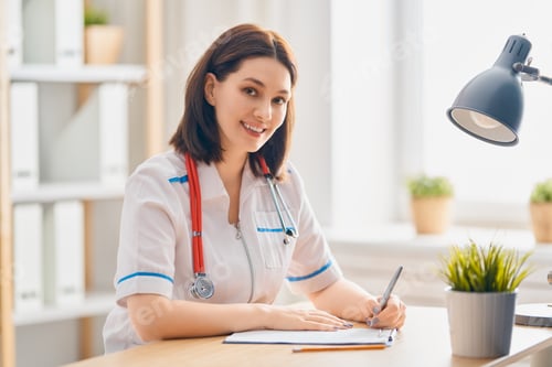 doctor is working in office.