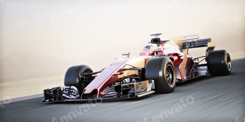 Preview: Sleek Red Racing Car on Track in Daylight