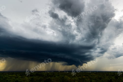 Preview: Storm clouds with the rain. Nature Environment Dark huge cloud sky black stormy cloud .