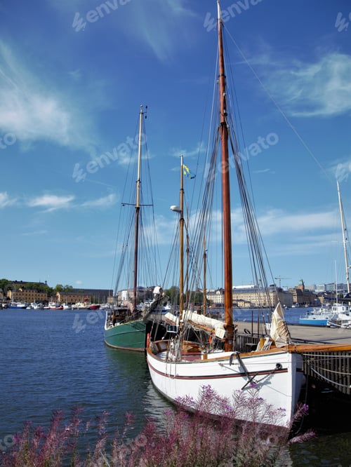 Preview: boats on harbor in the city. Stockholm