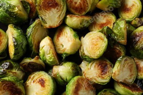 Preview: Fried brussels sprout texture background, close up