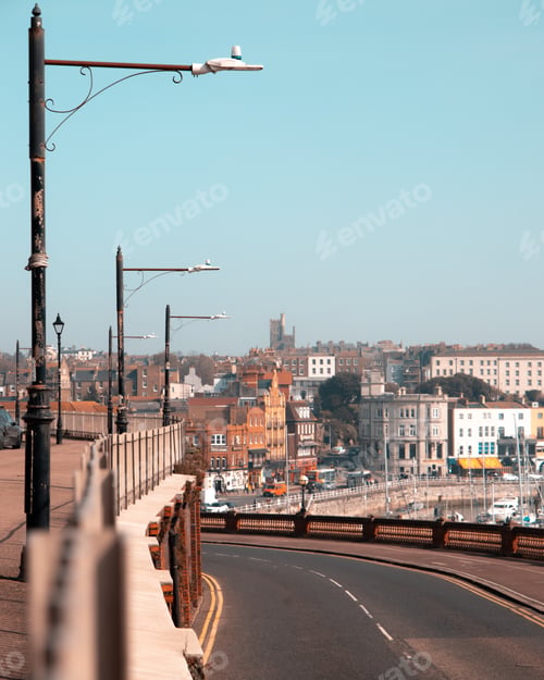 Preview: Ramsgate Royal harbor in England with cityscape in the background