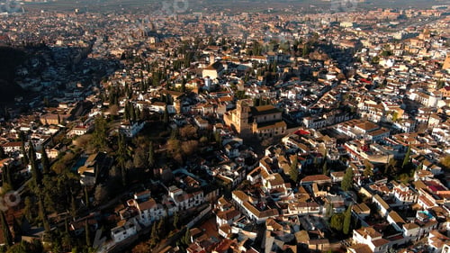 Preview: Sunrise aerial perspective of the Albaicin district, an ancient Moorish quarter