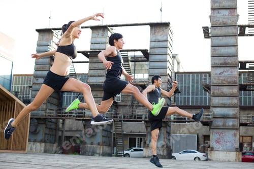 Preview: Young joggers running outdoors