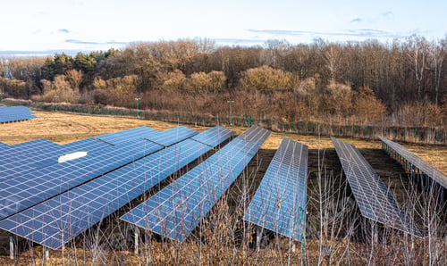 Preview: Electric farm with panels for producing clean ecologic energy.