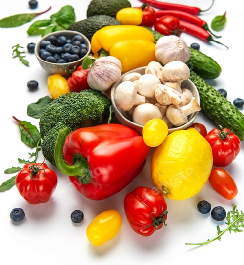Preview: Colorful fresh organic fruits and vegetables for healthy eating