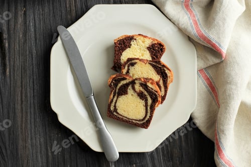 Preview: Top View Slice Marble Cake Chocolate Vanilla