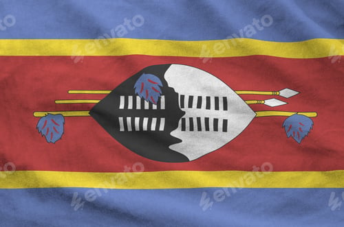 Preview: Swaziland flag depicted on folded wavy fabric of old cloth