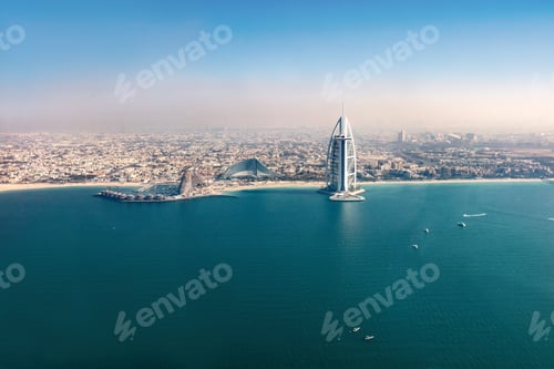 Preview: Burj Al Arab hotel in Dubai UAE aerial view