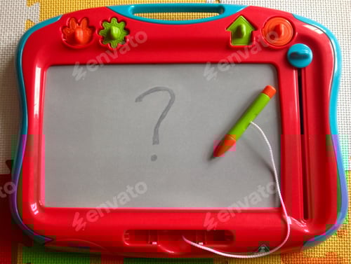 Preview: Colorful Drawing Tablet with Question Mark Image