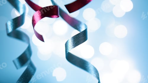 Preview: Red And Silver Blurred Ribbons For Gift, Shopping, Sale Concept Background