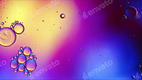 Preview: Abstract Colorful Food Oil Drops Bubbles and spheres Flowing on Water Surface