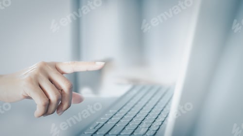 Preview: hands touch the computer notebook screen