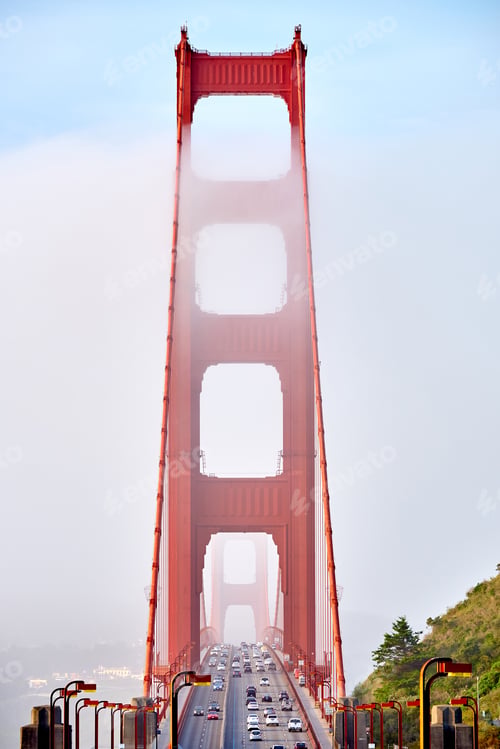 Preview: Golden Gate Bridge view at foggy morning