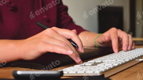 Preview: Working from home keyboard computer technology human hands typing