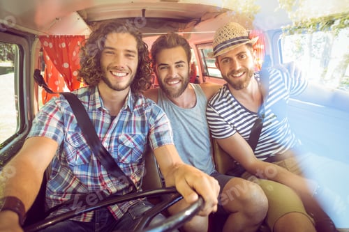 Preview: Hipster friends on road trip on a summers day