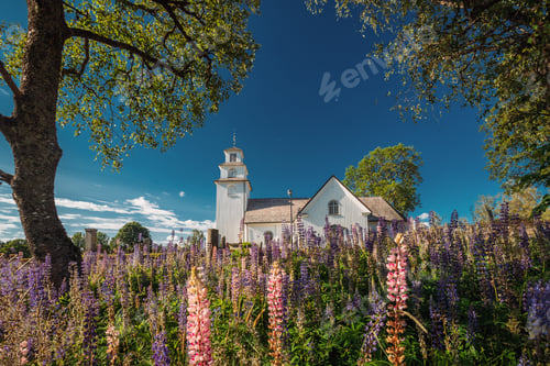 Preview: Tocksfors, Sweden. Tocksmarks Church In Sunny Summer Day