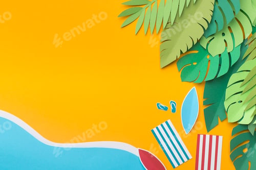 Preview: Tropical island beach with two towels from the top