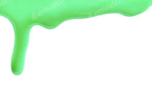 Preview: Green nail polish flowing on white background
