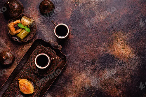 Preview: Traditional turkish, arabic sweets baklava assortment.