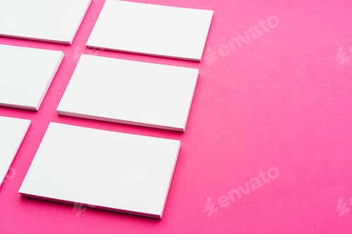 Preview: Mock-up on pink background. Businesscards with copy space