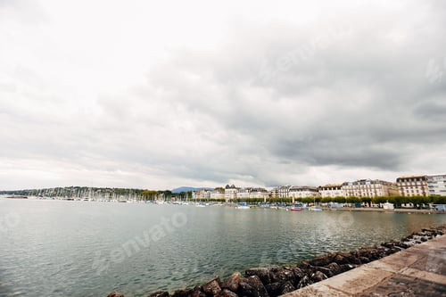 Preview: Annecy lake view to marina from Annecy city