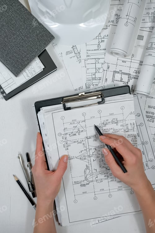 Preview: architect design working drawing sketch plans blueprints and making architectural