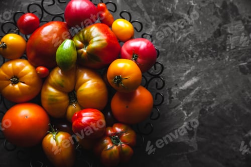 Preview: Tomatoes on a gray background, healthy food, vegetables