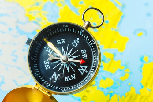 Preview: compass on map background travel