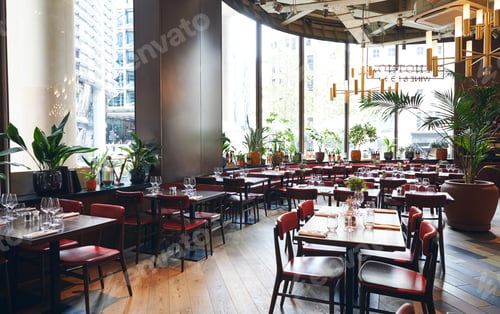 Preview: Stylish restaurant interior with set tables