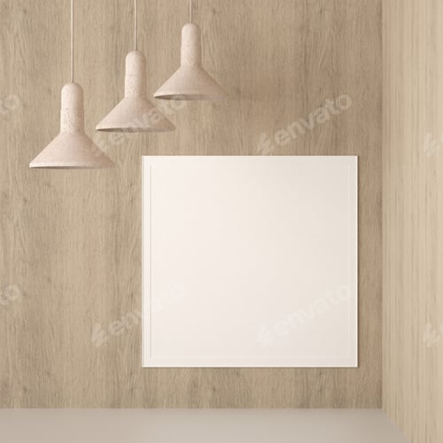 Preview: 3D Mockup photo frame in Modern interior of gallery hall