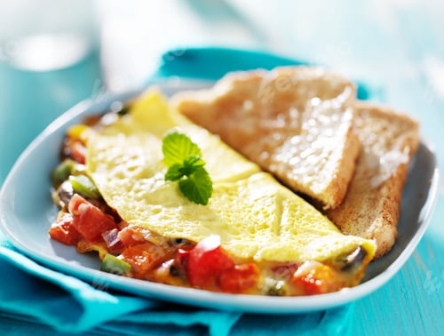 Preview: breakfast omelette with buttered toast