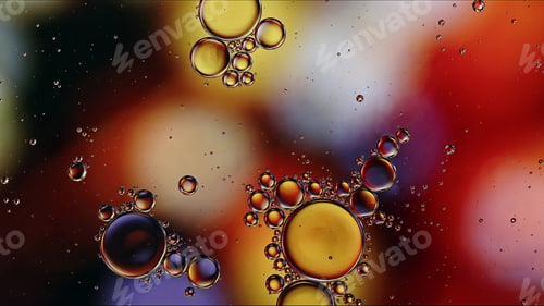 Preview: Abstract Colorful Food Oil Drops Bubbles and spheres Flowing on Water Surface
