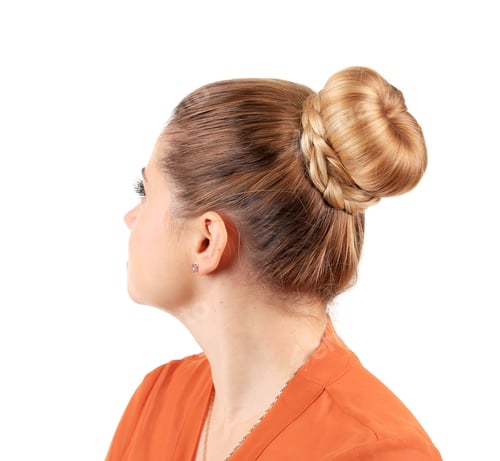 Preview: Woman Showing Her Stylish Braided Bun Hairstyle