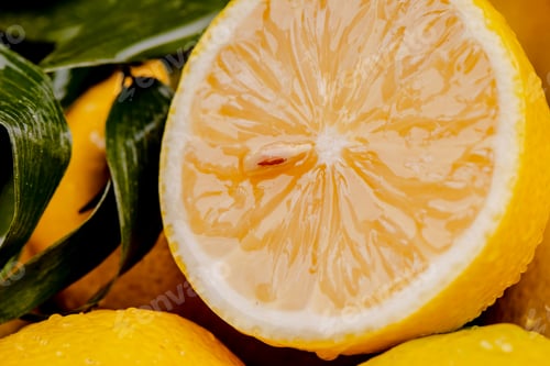 Preview: close up view of a half of fresh ripe lemon