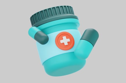 Preview: Teal cylinder with orange circle and white cross