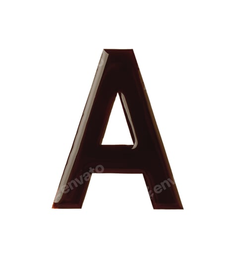 Preview: Letter A made of chocolate on white background