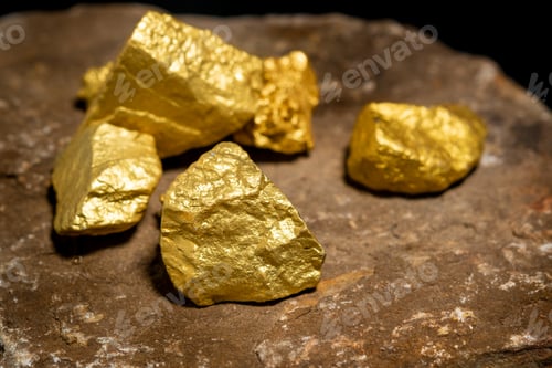 Preview: The pure gold ore found in the mine on a stone floor