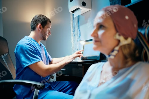 Preview: Doctor Doing Brain Medical Exam On Old Woman In Hospital