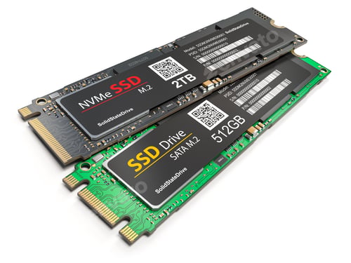 Preview: Different SSD M2 disk drive isolated on white background.